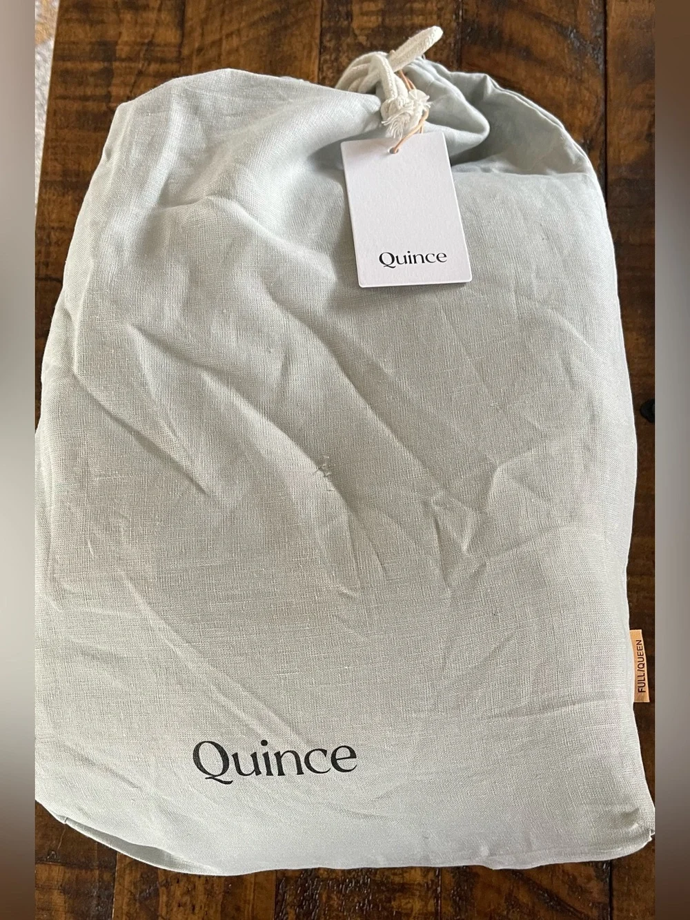 NWT Quince European Linen Piped 3 Piece Duvet Cover Set, Full/Queen